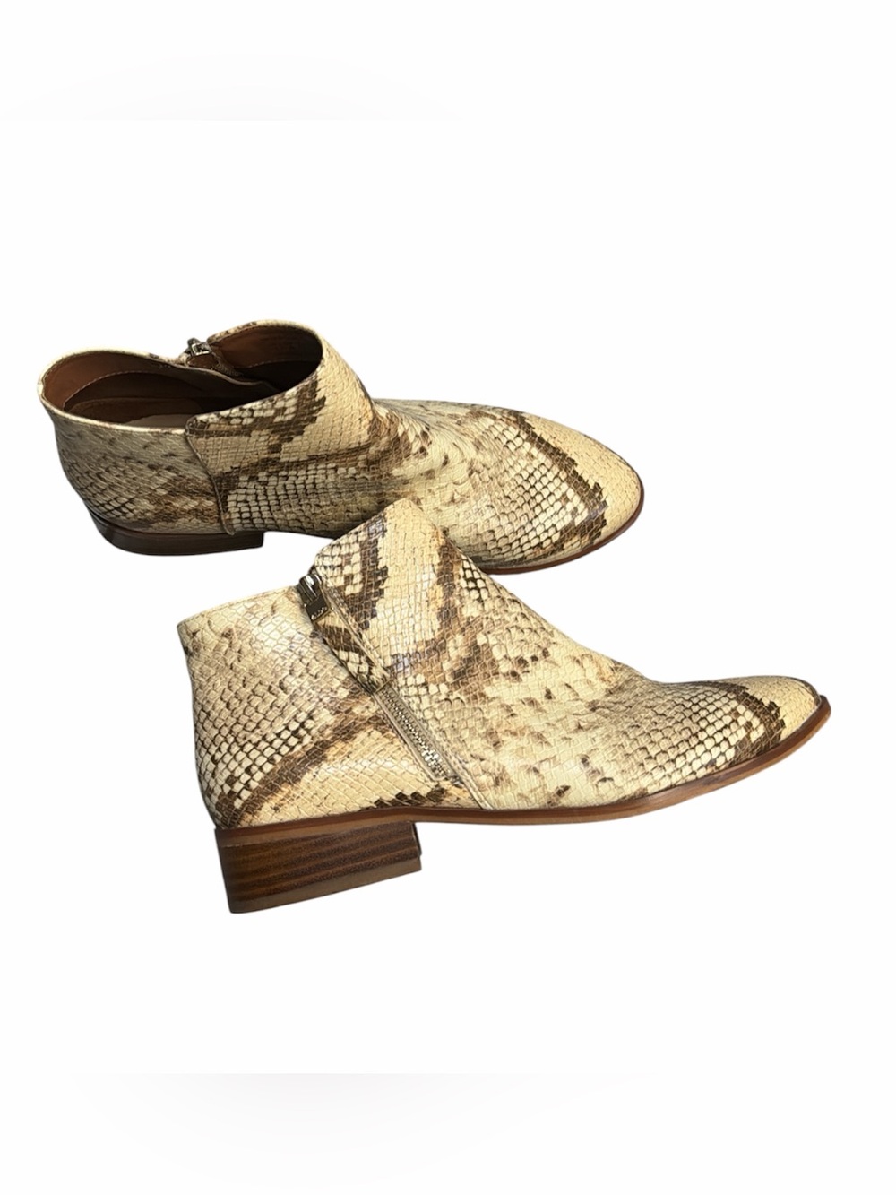 ALDO Women's Cream Snake-Print Ankle Boots size 9